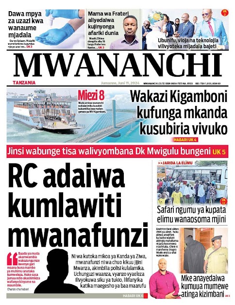 Magazeti ya leo jumanne juni 11,2024